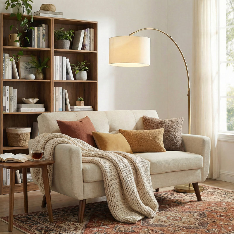 56.7"  Tufted Loveseat Sofa Mid Century Modern Love Seat Couches For Living Room, Beige