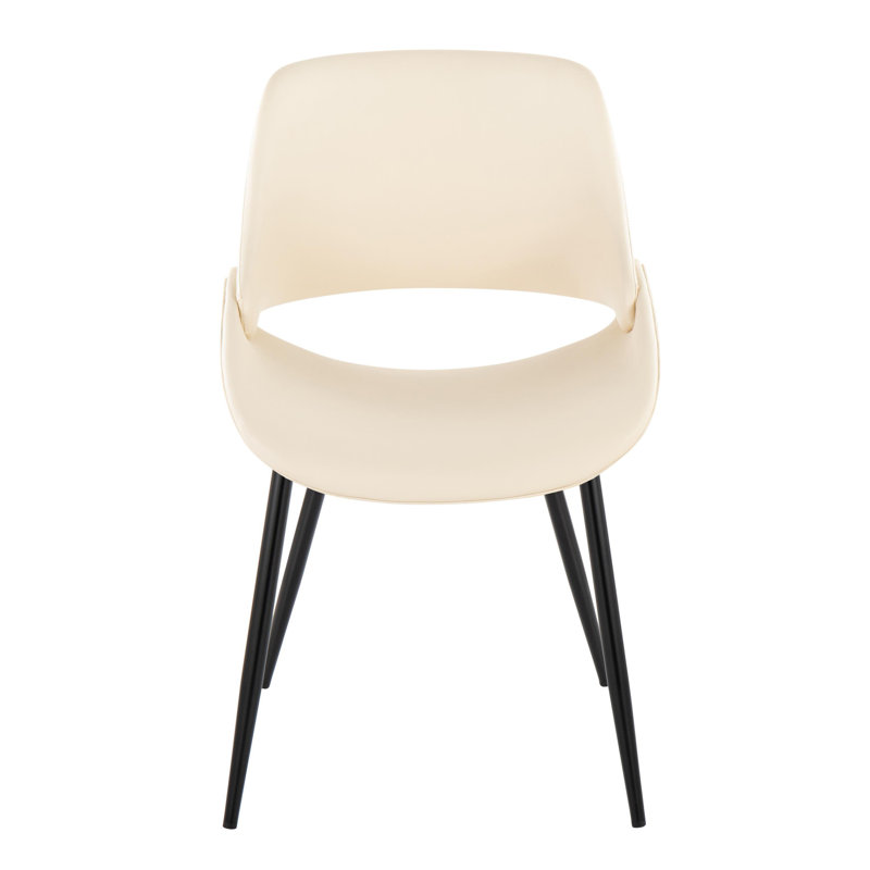 Najrin Faux Leather Upholstered Side Chair, Cream, Black
