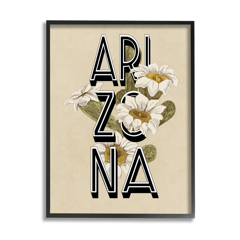 Arizona State Flower Saguaro, Giclée encadrée noir minuit, H 14 po x l 11 po x P 1,5 po