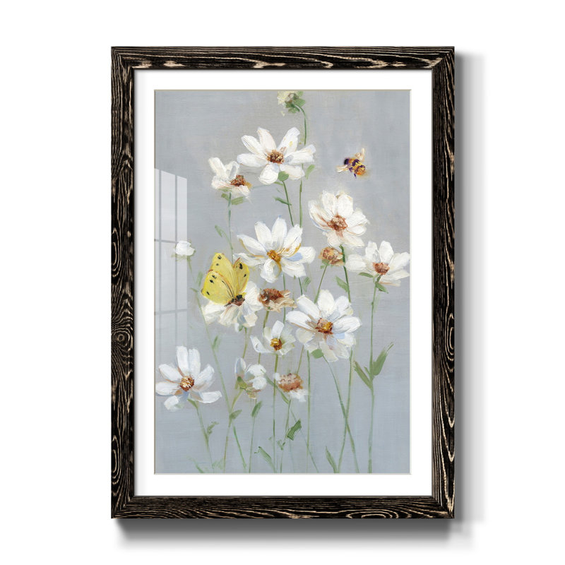" Gathering Daisies I " Painting Print, 37.5" H x 27.5" W x 1.5" D, Black