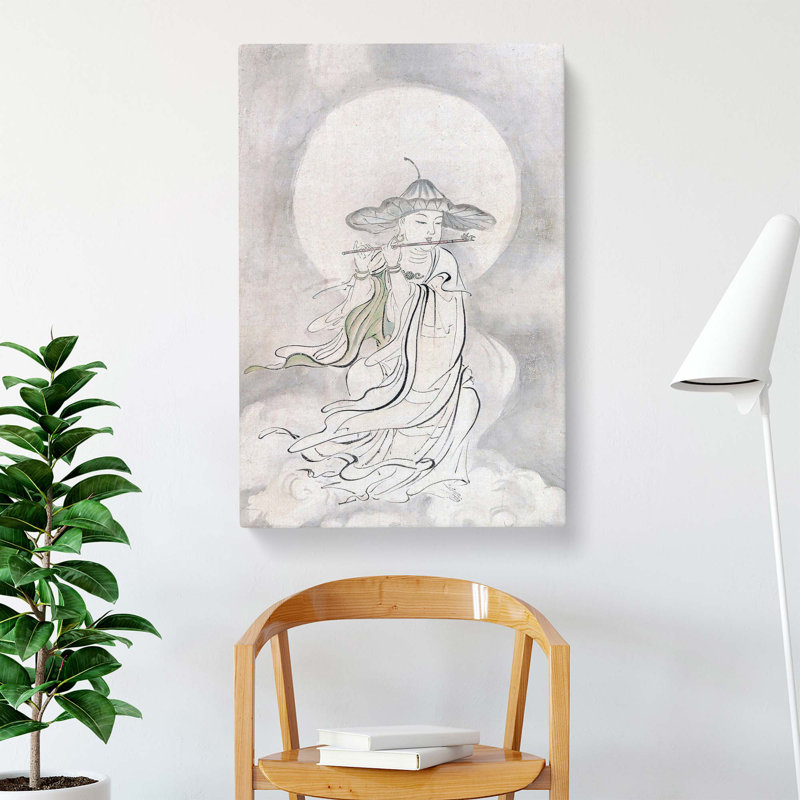 Playing the Flute by Kano Tanyu - Wrapped Canvas, 60 cm H x 40 cm W