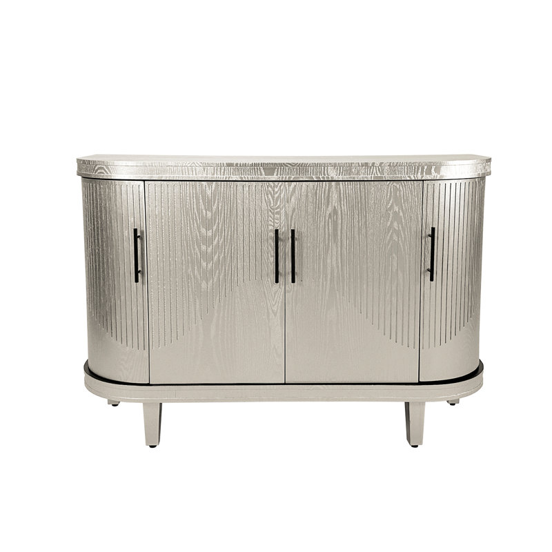 Modern Curved Sideboard Storage Cabinet Wooden Console Table Coffee Bar Cabinet, Champagne