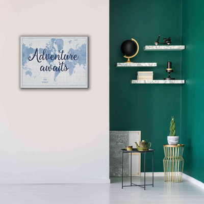 'World Map White and Blue v2' by Sue Schlabach, Giclee Canvas Wall Art