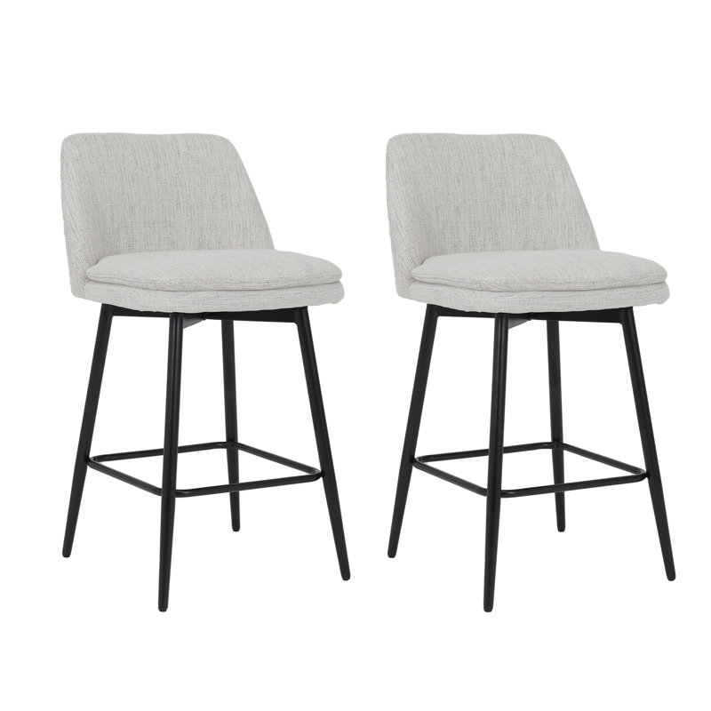 Deboroh 25.6" Swivel Upholstered  Bar & Counter Stool, White