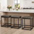 Romigh Modern 24'' Kitchen Upholstered Counter Stool with Faux Leather & Footrest