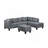 104.5" Upholstered Sofa,Chaise & Ottoman,Gray