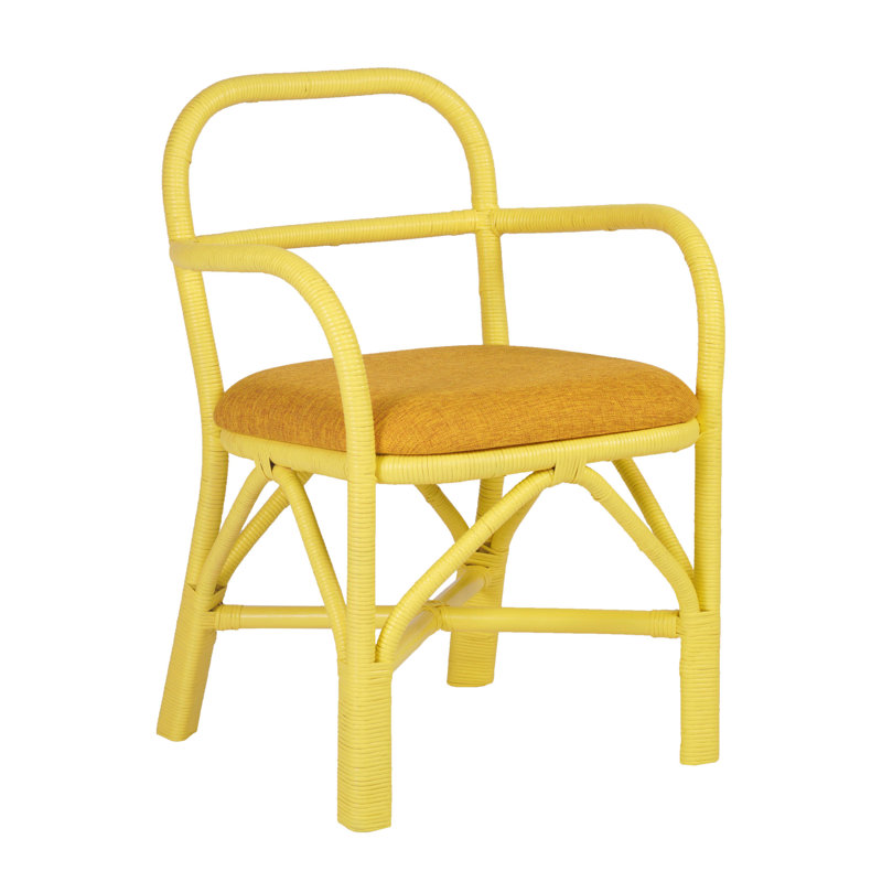 Chaise en rotin vert, Jaune