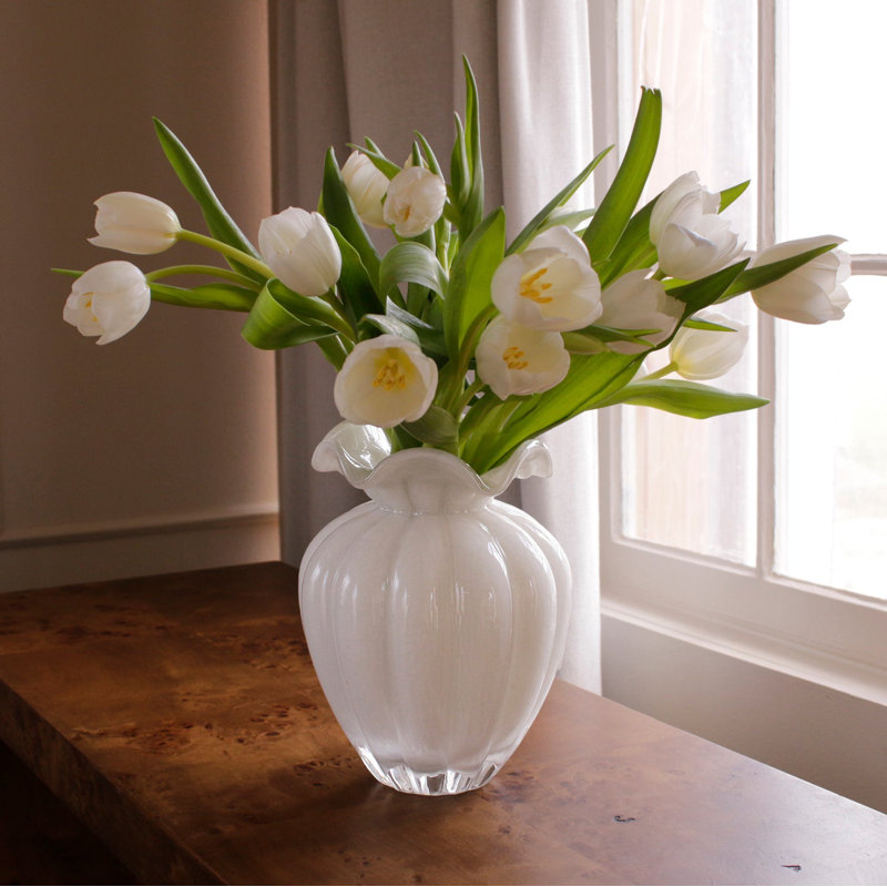 Glass Vento Large Vase, Cream