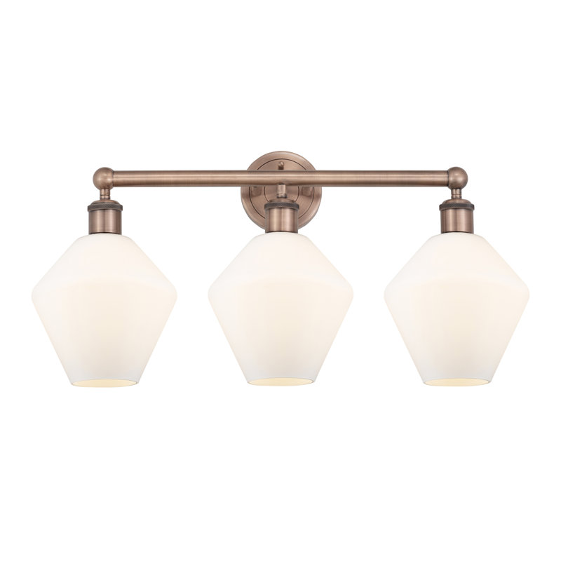 Éclairage pour meuble-lavabo 3 lumières Amylea, Boîtier blanc mat, Cuivre antique