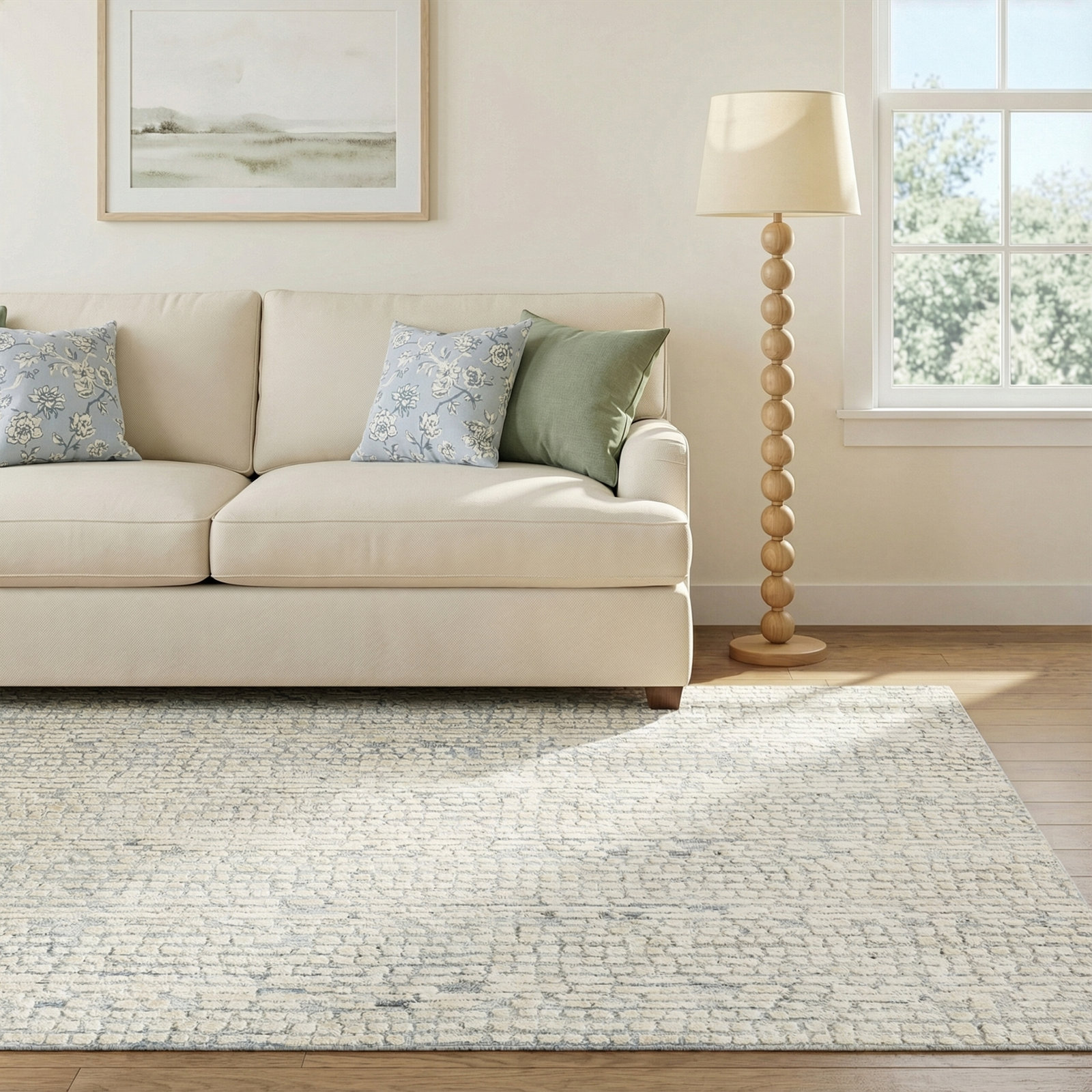 Mulbury Taupe Beige Hand-Tufted Abstract Rug, Rectangle 5' x 7'6"