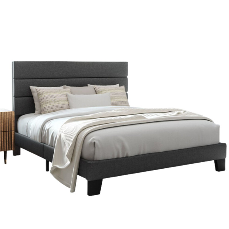 Lodovico Upholstered Metal Platform Bed, Full / Double, Navy