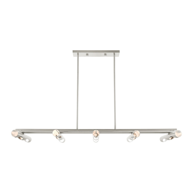Luminaire suspendu linéaire à 10 lumières pour îlot de cuisine Clearlake, Nickel brossé