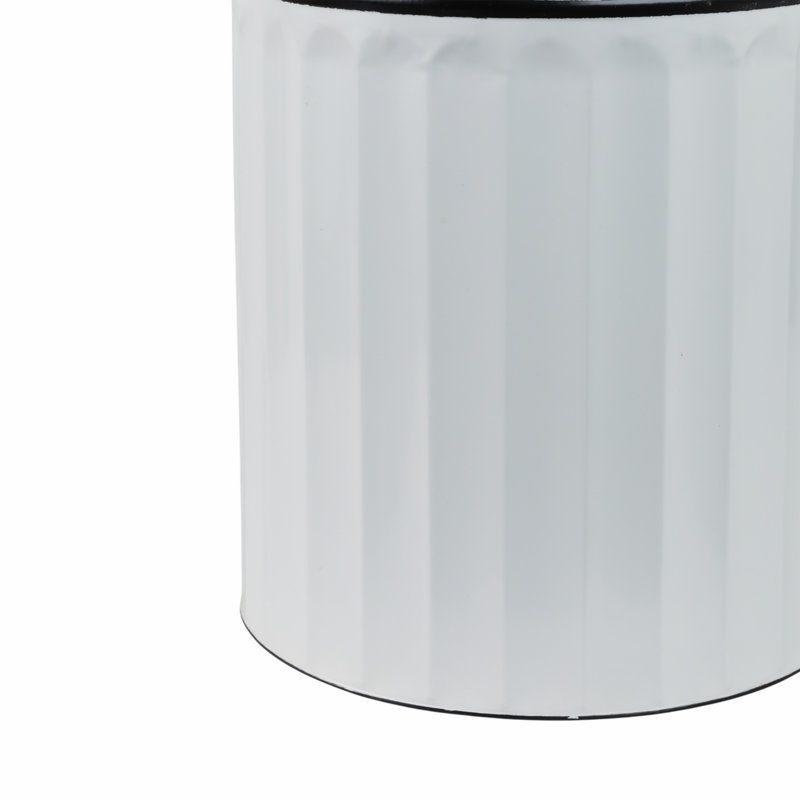 Decorative Metal Iron Vase with Ribbed Base and Side Handles - Vintage-Inspired Cylindrical Silhouette for Eye-Catching Display and Timeless Accent Decor