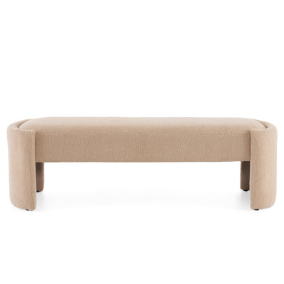 Long Bench In Camel Tone - Wooden Structure, Versatile For Home Color Stable Fits Bedroom And Hallway