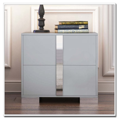 23.3" Mirrored Nightstand with 2 Drawers