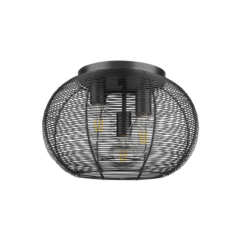 Plafonnier encastré 3 lumières William en noir mat avec abat-jour noir mat