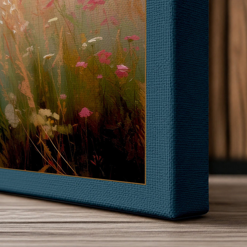 Misty Wetland Emergence Scandinavian - Wrapped Canvas, 30x20 - 76.2 x 50.8 cm, Teal Border