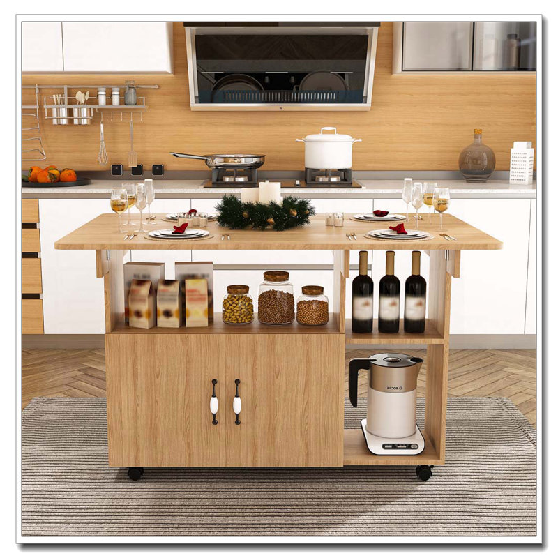 Table pliante avec tablettes et roulettes de rangement, table de salle à manger pliable de 47 pouces pour les petits espaces, bureau compact pour la cuisine