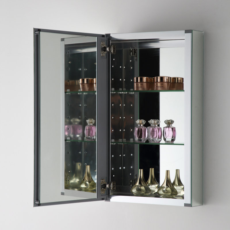 52" Tall Frameless Mirrored Bathroom Medicine Cabinet with Adjustable Shelves