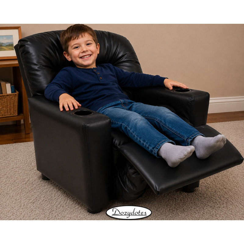 Fauteuil inclinable pour enfants avec porte-gobelet, Noir