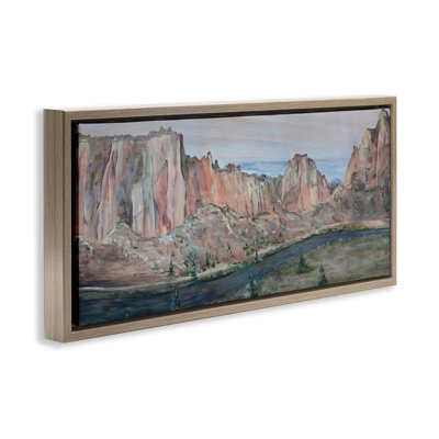 «Desert Cliff Across River», art mural encadré sur toile flottante, design par Kamdon Kreations