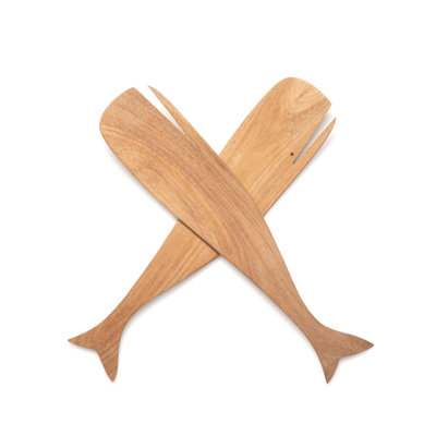 2 Piece Wood Stainless Steel Salad Servers