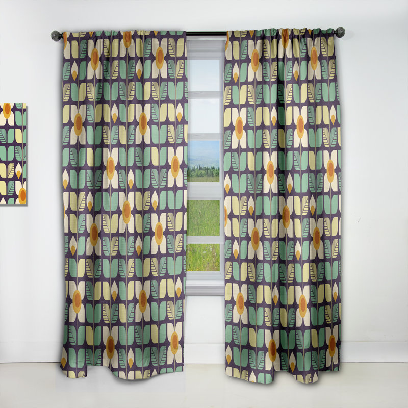 Watercolor Painting of Chrystals, Feathers and Roses - Floral Velvet Blackout Curtain Single Panel, 52" W x 63" L