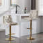 Ensemble de 2 tabourets de bar pivotants réglables avec revêtement en velours, repose-pieds chromé et pieds dorés pour les cuisines et les bars modernes-1058125045