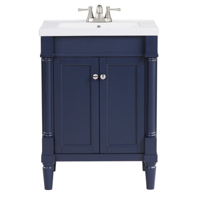 Torino 24" Single Bathroom Vanity Cabient With Porcelain Top & Sink. Navy Blue. Pre-Assembleb