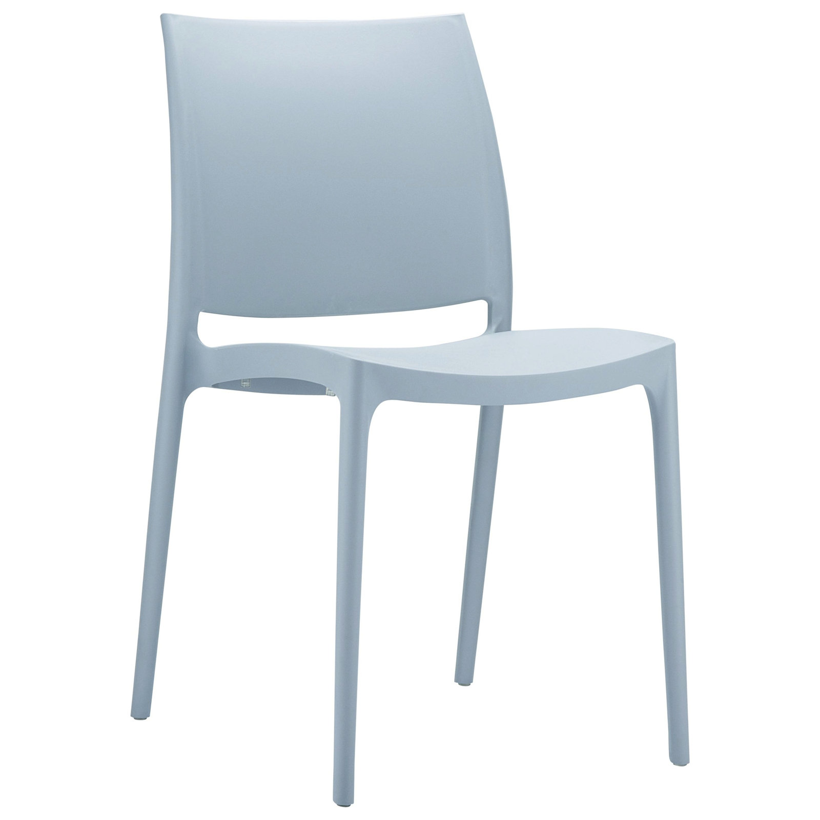 Burt Stackable Patio Side Chair, Silver Gray