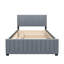 Lit plateforme double en velours avec lit gigogne double, gris