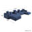 Modern Modular Slipcovered Corduroy U-Shaped Slipper Sectional Sofa With Ottoman-52856832