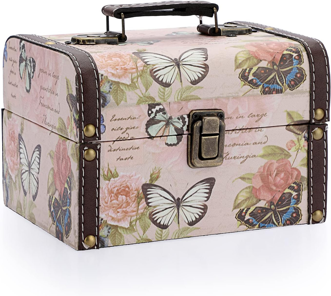 August Grove® Pink Butterfly Decorative Treasure Chest Storage ...