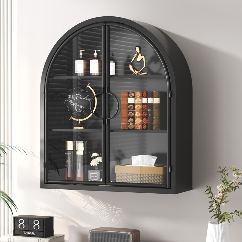 Vitrine murale arquée avec portes en verre trempé