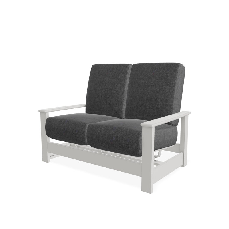 Leeward 56.5'' Wide Loveseat with Cushions, Cast Slate Sunbrella® Plainweave, Snow