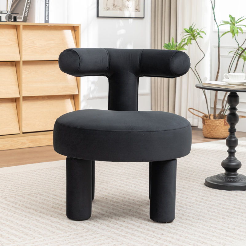 Fauteuil demi-tonneau en velours Bula, Noir