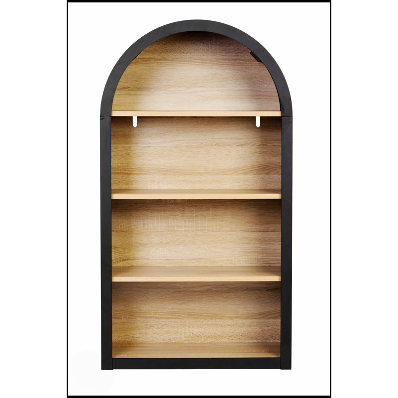 4-Tier Black Arched Bookshelf, 43 Inch Tall With Spacious Storage Shelves For Modern And Classic Decor