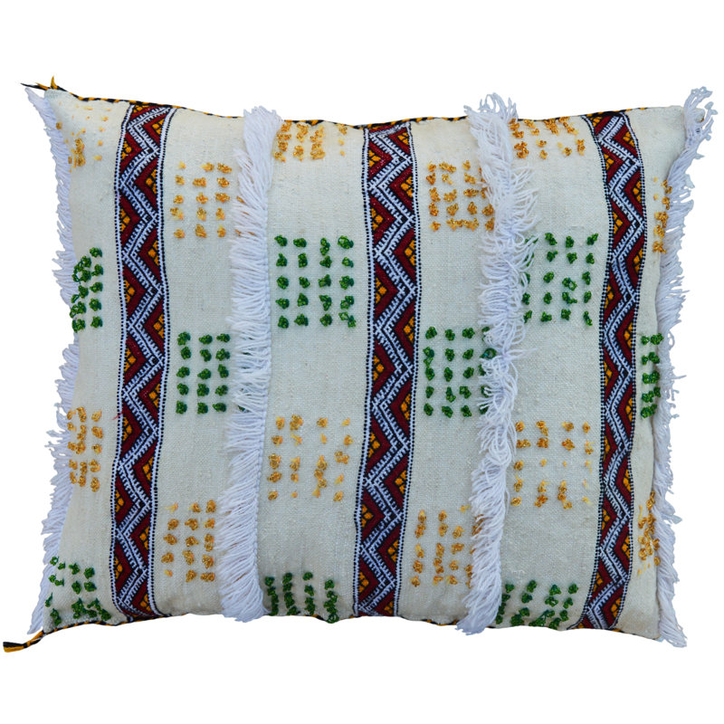Geometric Reversible Throw Pillow, White