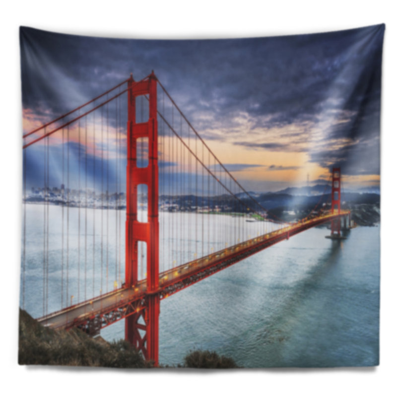 Tapisserie sky bridge golden gate under cloudy, H 50 po x l 60 po