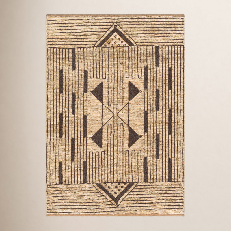 Boman Hand Knotted Southwestern Indoor Rug, Rectangle 5' x 7'6"