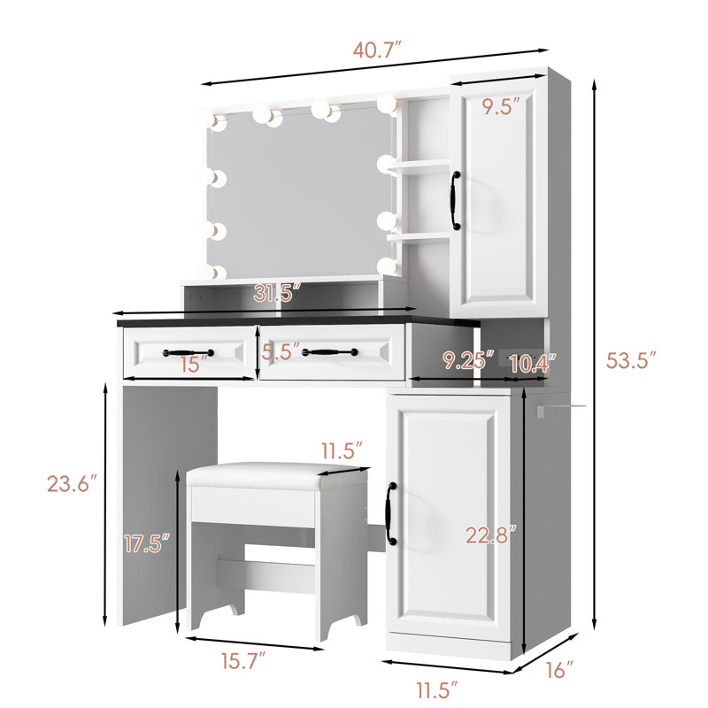 Meuble-lavabo avec miroir à DEL et prise de courant Interlachen