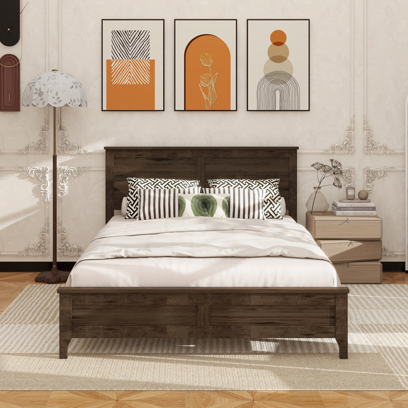 Lit plateforme en bois massif Ghiwa, Grand, Espresso