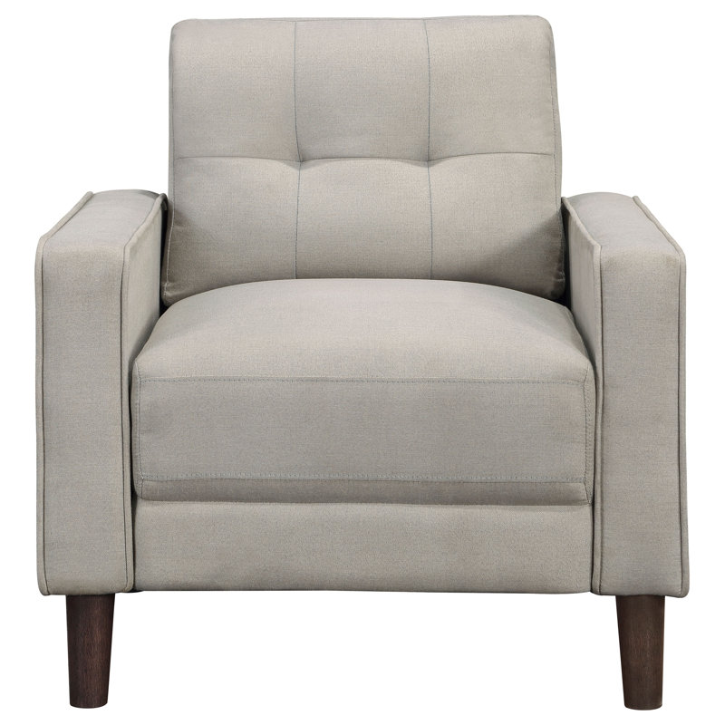 Bowen Upholstered Track Arm Tufted Accent Chair Beige, Beige Polyester