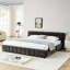 Lit moderne très grand avec revêtement en chenille et tiroir de rangement polyvalent - éléments rembourrés gris foncé-121347107