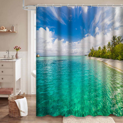 Rideau de douche avec 12 crochets Soft Ocean
