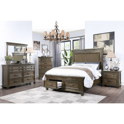 Mobilier de chambre à coucher de style traditionnel avec tête de lit à tiroirs avec tiroirs et tête de lit