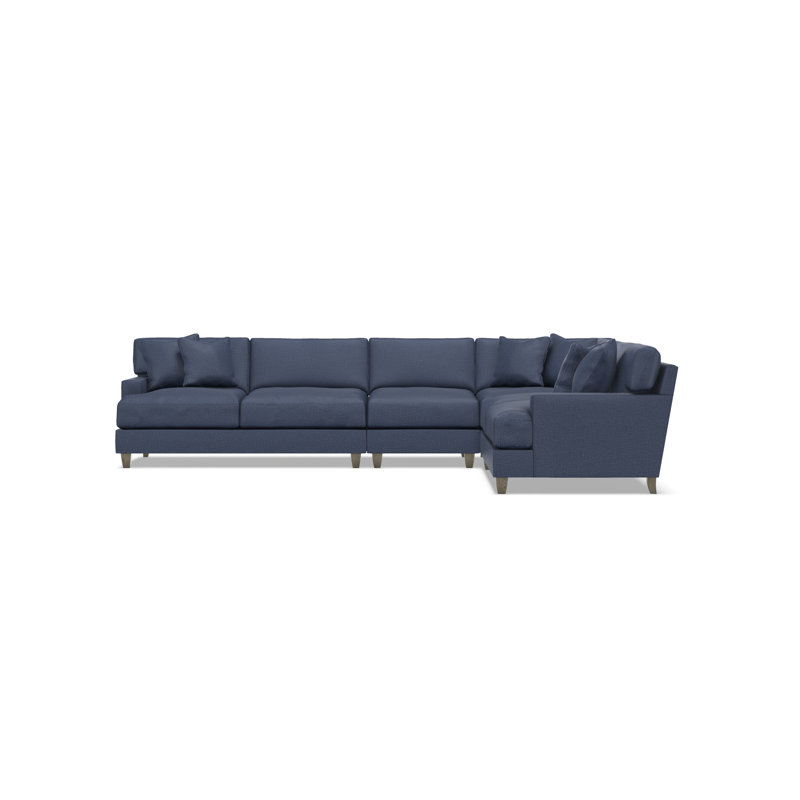 Bernhardt Mila 4-Piece Fabric Sectional, Blue Polyester, 33.5" H x 137" W x 107" D, Right Hand Facing