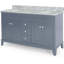 Meuble-lavabo double 61 po avec plateau en marbre Raylani-832579842