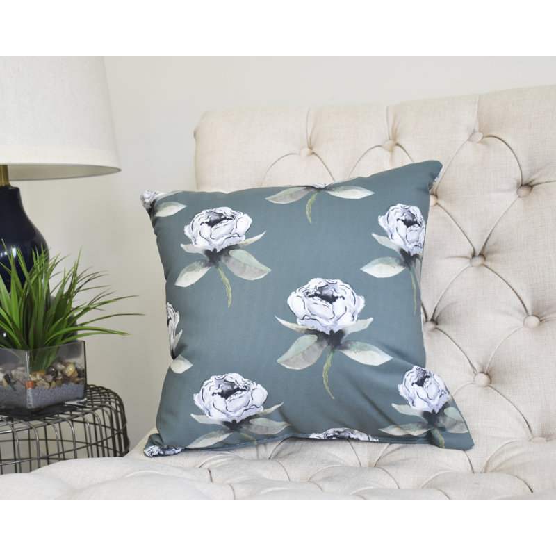 Fickle Florals Floral Reversible Throw Pillow, 20" x 20", Green
