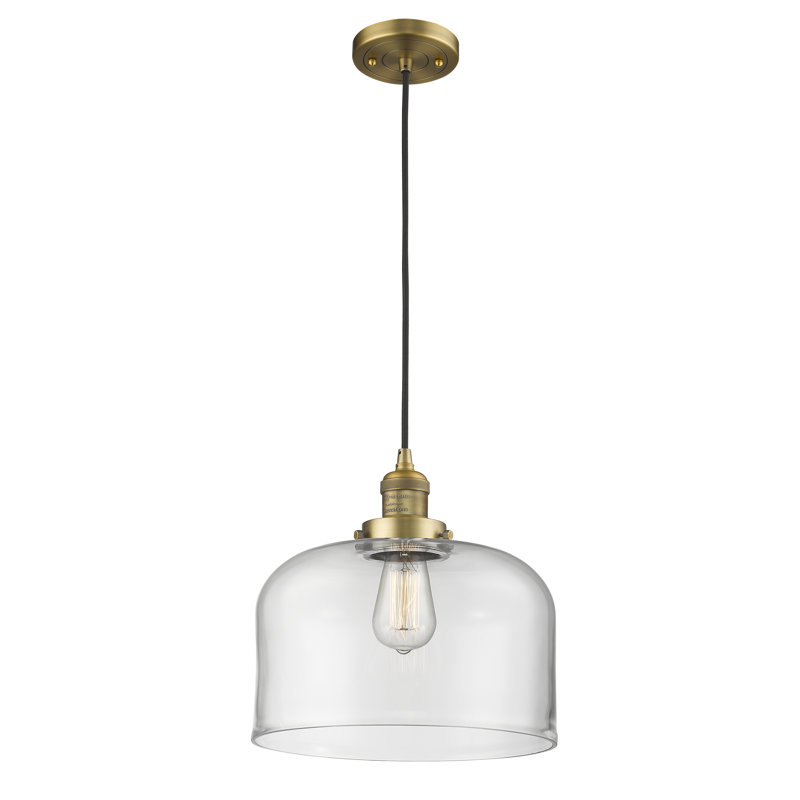 Clintonpark 1 - Light Single Pendant, No Bulb Included, Brushed Brass, Clear